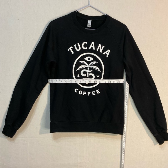 American Apparel California fleece Black Crewneck Coffee Sweatshirt/ women small - Picture 6 of 6